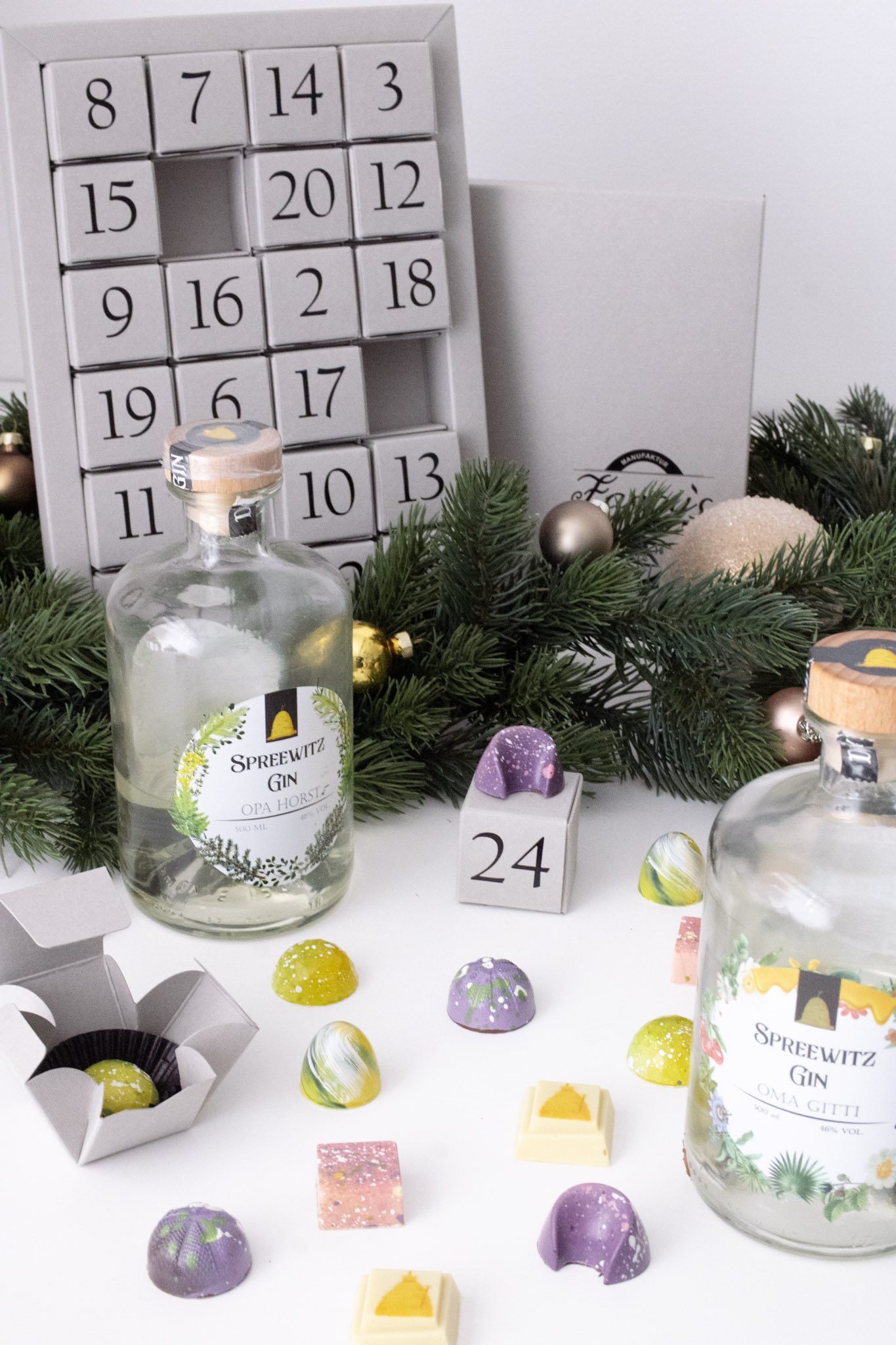 Adventskalender mit Gin-Pralinen